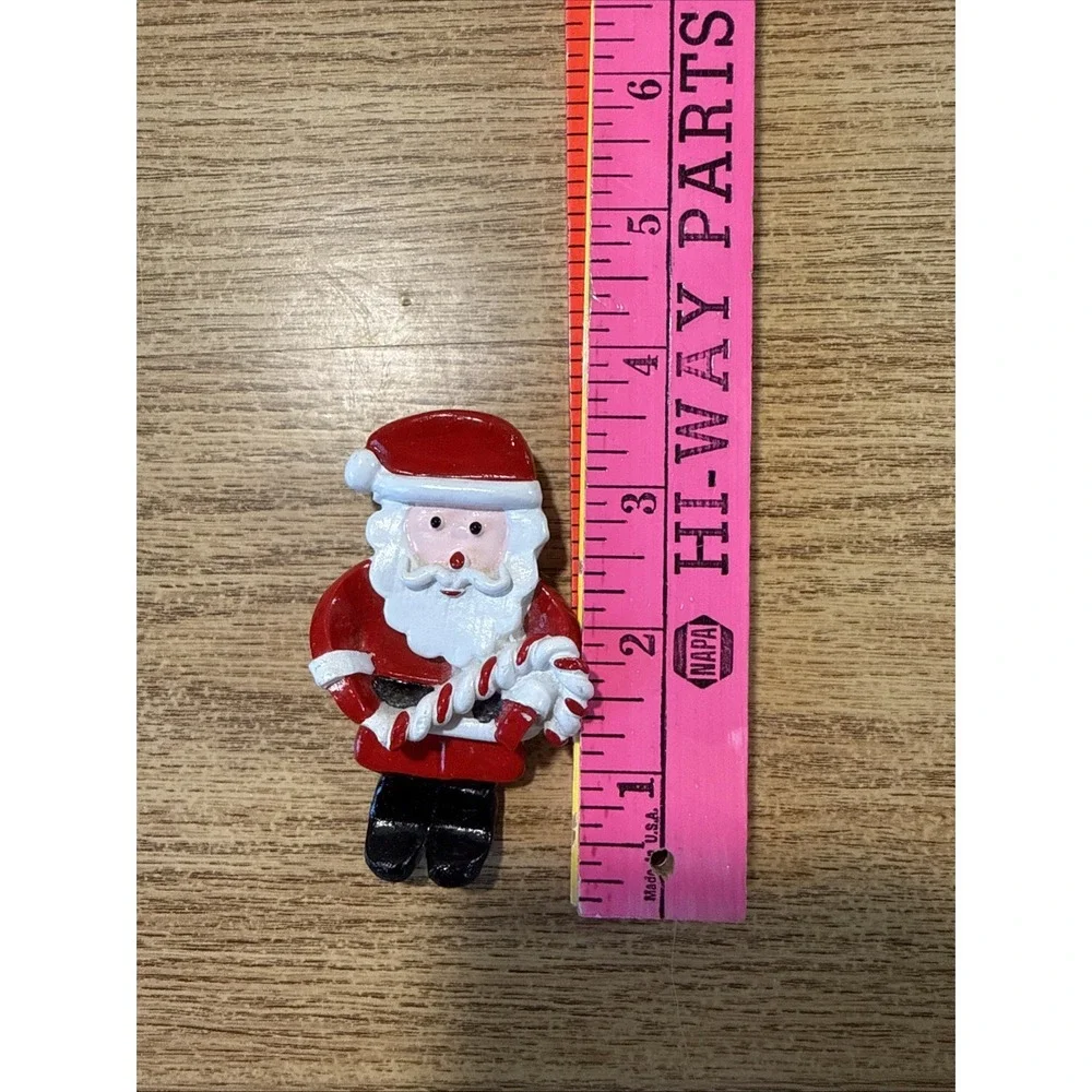 Vintage Santa Claus Brooch Red White Enamel Christmas Holiday Pin